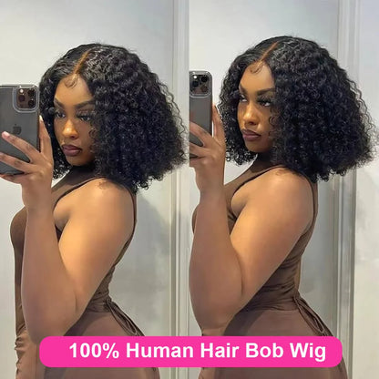 Deep Wave Curly Bob Wig Human Hair Lace Front 13x4 & 4x4