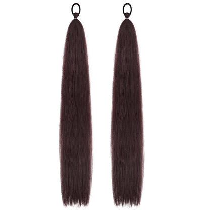 Synthetic Ponytail Extension – Long Straight Wrap-Around Hairpiece (2 Pcs)