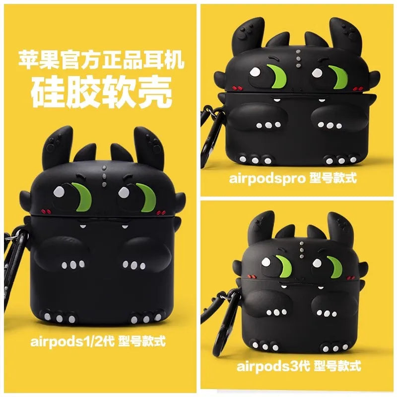 Cute Dragon AirPods Case – Toothless Silicone Cover for AirPods 1/2/3/4 & Pro