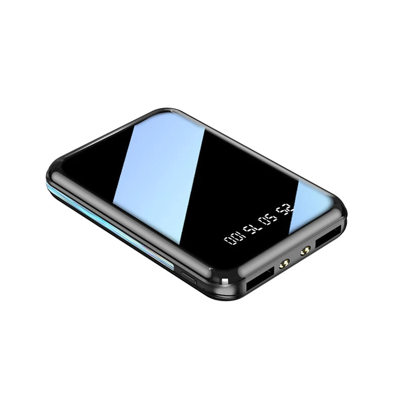 Mini Power Bank with Mirror Screen & LED Display – 10000mAh / 20000mAh Portable Charger