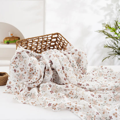 Muslin Swaddle Blanket 100% Cotton 2-Layer Baby Bath Towel Wrap
