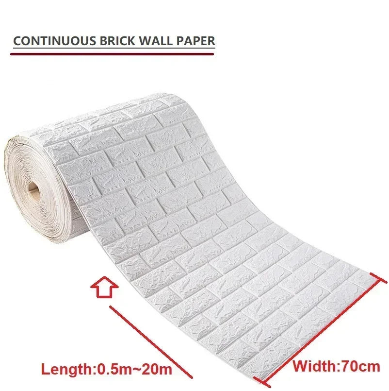 3D Self-Adhesive Foam Brick Wallpaper Roll | 27.6" Wide
