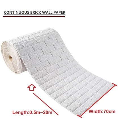3D Self-Adhesive Foam Brick Wallpaper Roll | 27.6" Wide