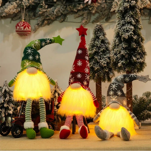 Light-Up Christmas Gnome Doll – Long-Leg Faceless Plush Holiday Decoration