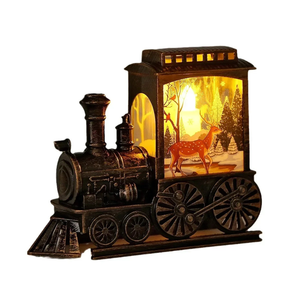 LED Christmas Train Lantern – Vintage Battery-Powered Night Light