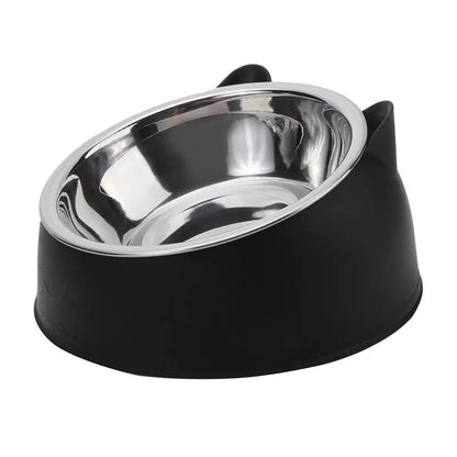 Tilted Stainless Steel Pet Feeding Bowl for Cats & Dogs