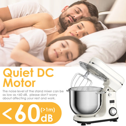 Stand Mixer 6L Quiet Motor with Stainless Steel Bowl & 3 Attachments