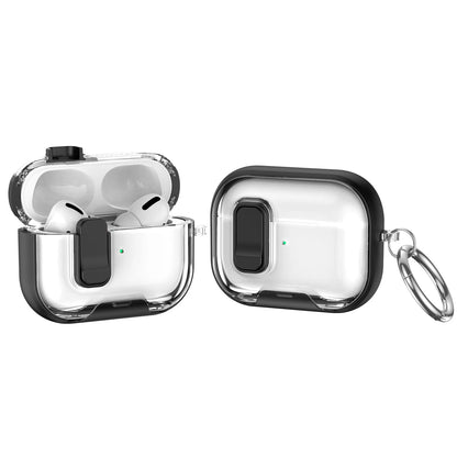 Clear AirPods Pro 3 Case Shockproof TPU Cover with Lock & Carabiner Ring