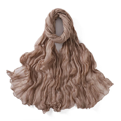 Women's Crinkle Cotton Voile Scarf – Lightweight Solid Color Shawl