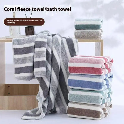 Coral Fleece Bath Towel – Thick, Quick-Dry & Absorbent
