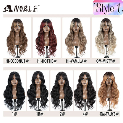 Lace Part Synthetic Wig – 36" Long Wavy Body Wave, 150% Density, Multi-Color