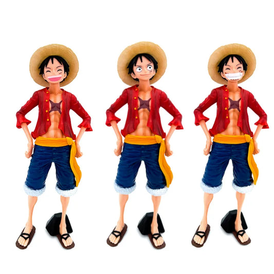 28CM One Piece Luffy Three Face Changing Action Figure