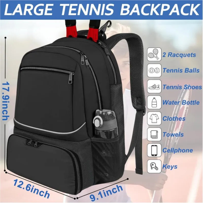 Tennis & Sports Backpack with Shoe Compartment for Men & Women