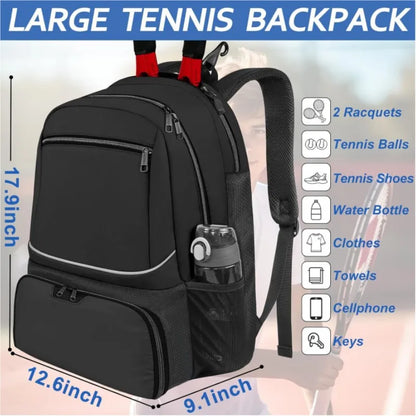 Tennis & Sports Backpack with Shoe Compartment for Men & Women