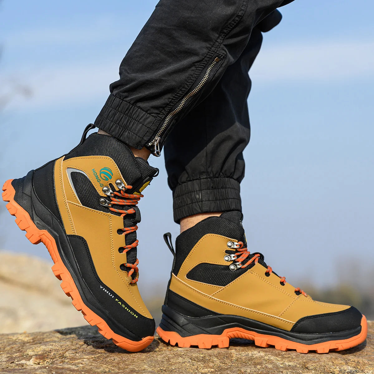 Steel Toe Work Boots Men - Breathable Safety Shoes Anti-Puncture