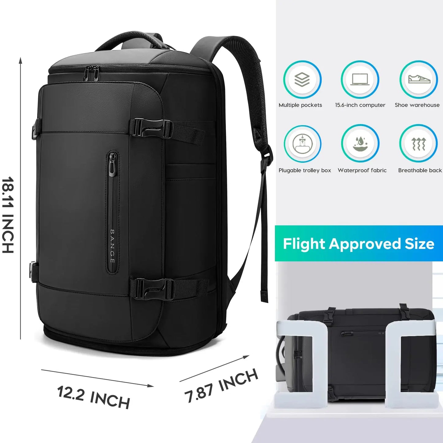 BANGE Large Capacity Travel Backpack with Dry Wet Separation