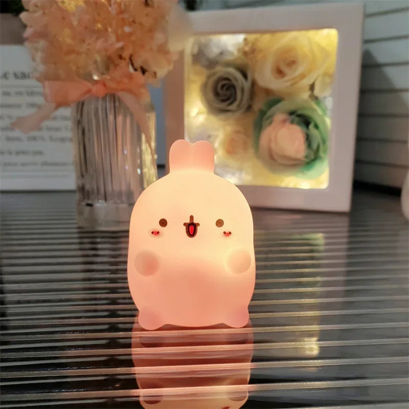 Cute Rabbit Night Light – LED Silicone Bedside Lamp, Cordless