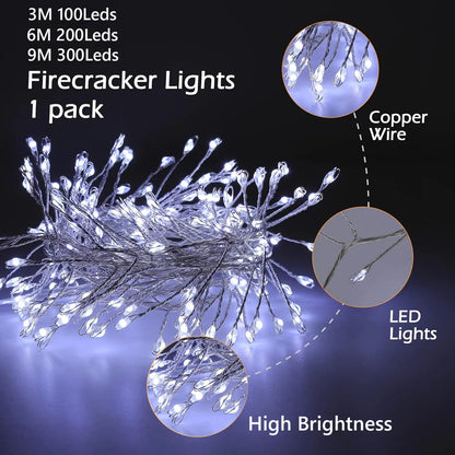 LED Firecracker Fairy String Lights USB Remote Control 3M 6M 9M