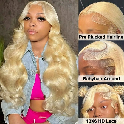 613 Blonde Body Wave Wig – 13x6 HD Lace Frontal 100% Human Hair
