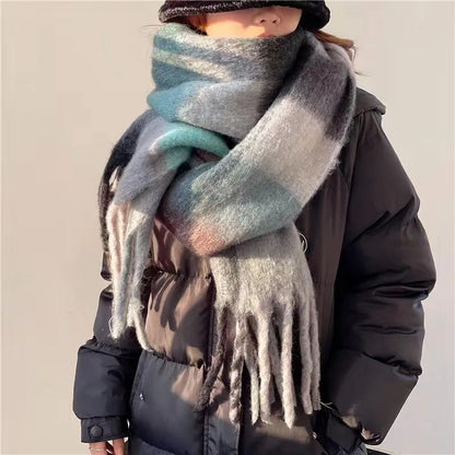 Women's Thick Winter Scarf – Colorblock Cashmere Shawl Wrap