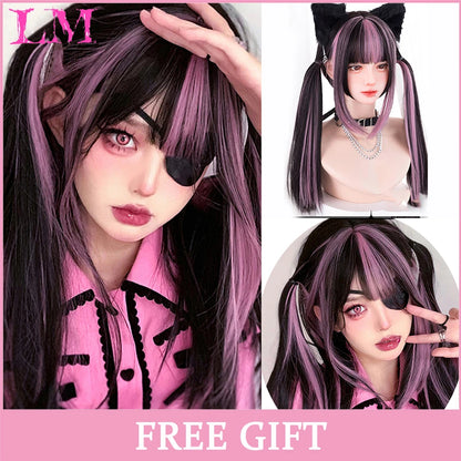Cosplay Synthetic Wig with Bangs – Long Straight 24 Inch, Heat Resistant