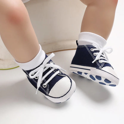 Baby Canvas High-Top Sneakers – Anti-Slip Infant First Walker Shoes