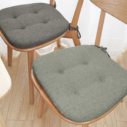 Cotton Linen Chair Cushion – Breathable U-Shape Seat Pad with Ties