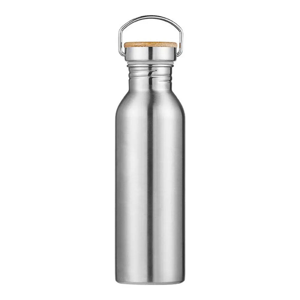 Stainless Steel Sports Water Bottle – Bamboo or Steel Lid