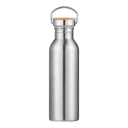 Stainless Steel Sports Water Bottle – Bamboo or Steel Lid