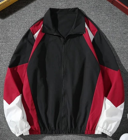 Men's Color-Block Lightweight Jacket – Casual Zip-Up Windbreaker