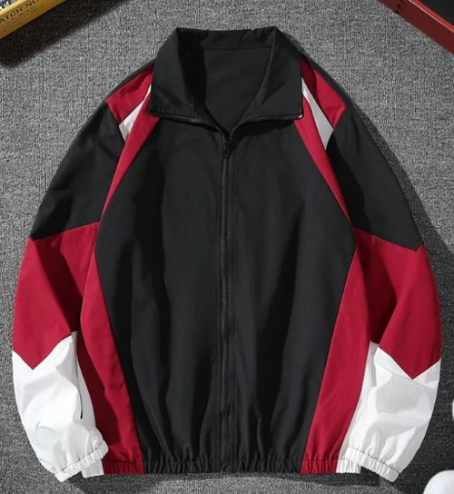 Men's Color-Block Lightweight Jacket – Casual Zip-Up Windbreaker