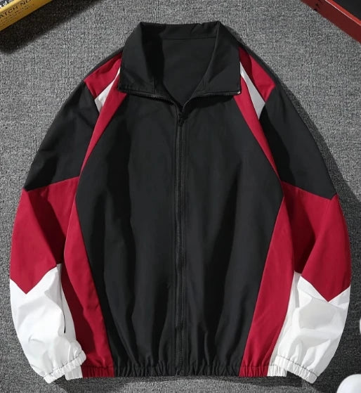 Men's Color-Block Lightweight Jacket – Casual Zip-Up Windbreaker