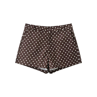 Women's Polka Dot Turtleneck Jacket & Shorts Set – Casual Autumn Outfit