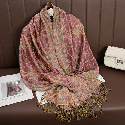 Paisley Print Cashmere Pashmina Shawl for Women – Warm Winter Wrap