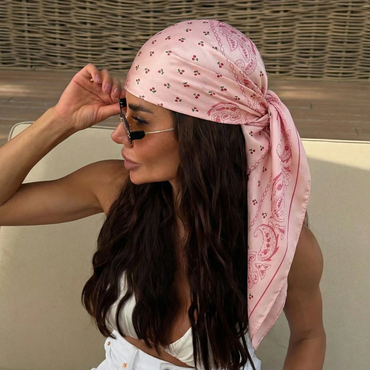 Silk Square Scarf for Women – Printed Headband & Neckerchief
