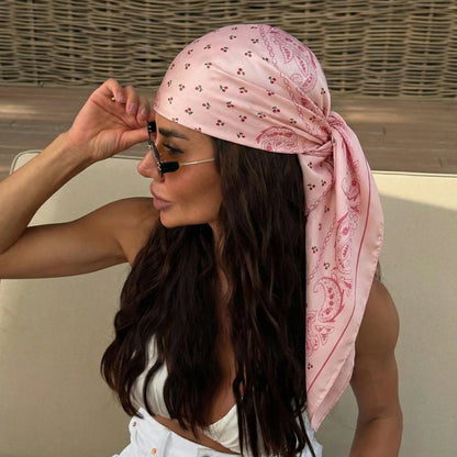 Silk Square Scarf for Women – Printed Headband & Neckerchief