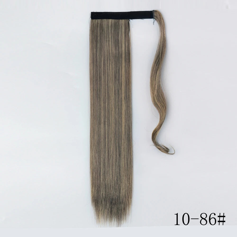 Wrap Around Ponytail Extension Synthetic Straight Hair 22-34 Inch