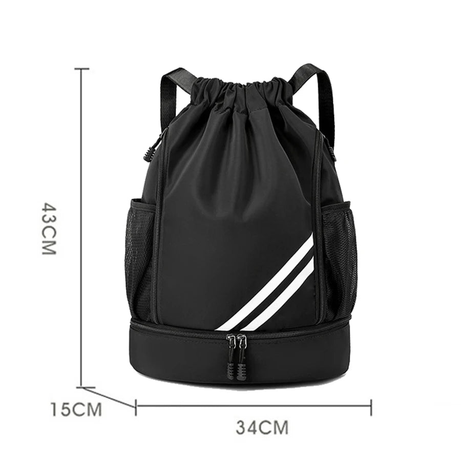 Sports Gym Drawstring Backpack with Shoe Compartment for Men & Women