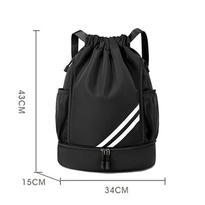 Sports Gym Drawstring Backpack with Shoe Compartment for Men & Women