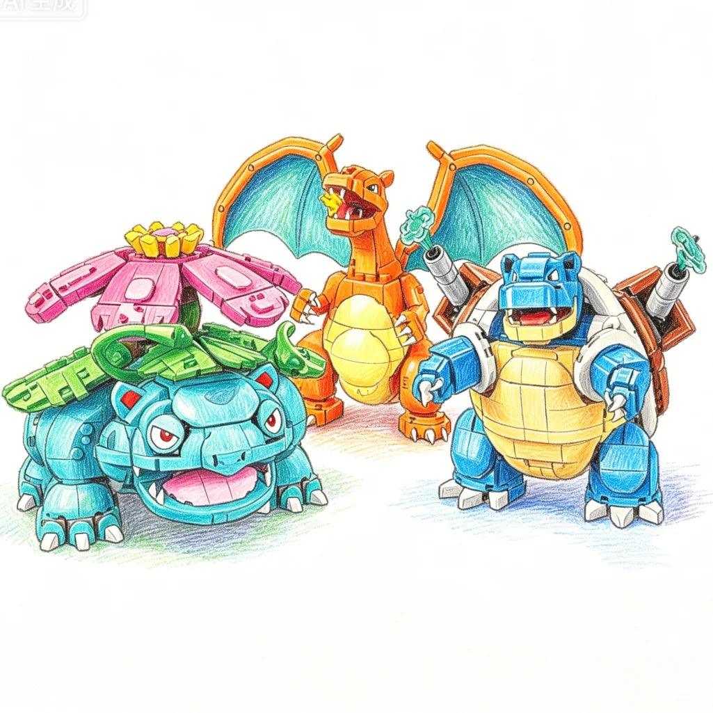 6838 Piece Elf Frog Fire Dragon and Water Turtle Building Block Set