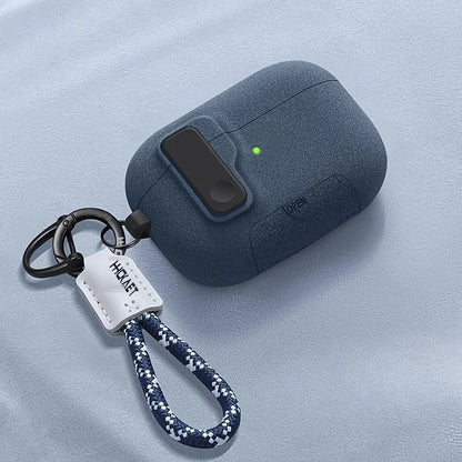 Magnetic Lock AirPods Case – Frosted Matte Cover with Carabiner & Strap