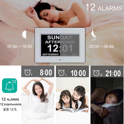 Digital Calendar Clock with 12 Alarms & Medicine Reminder for Elderly