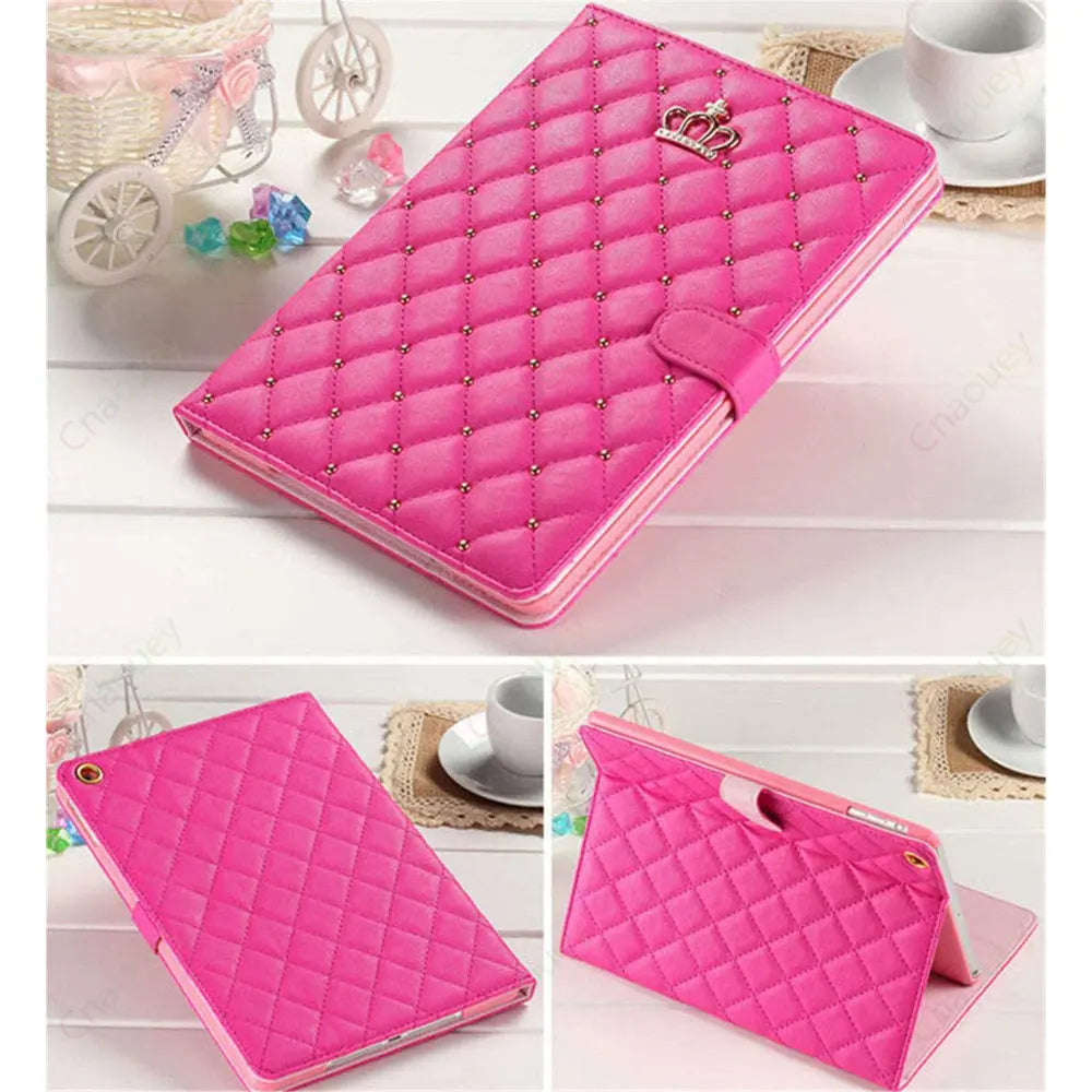 iPad Case Lambskin Smart Stand Cover for All iPad Models