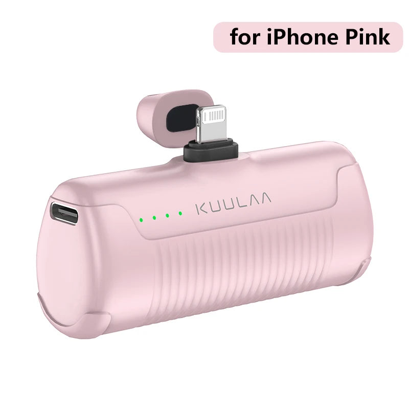 KUULAA Mini Power Bank 4500mAh – Plug-In Portable Charger for iPhone & USB-C