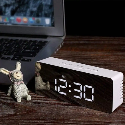 LED Mirror Digital Alarm Clock with Adjustable Brightness