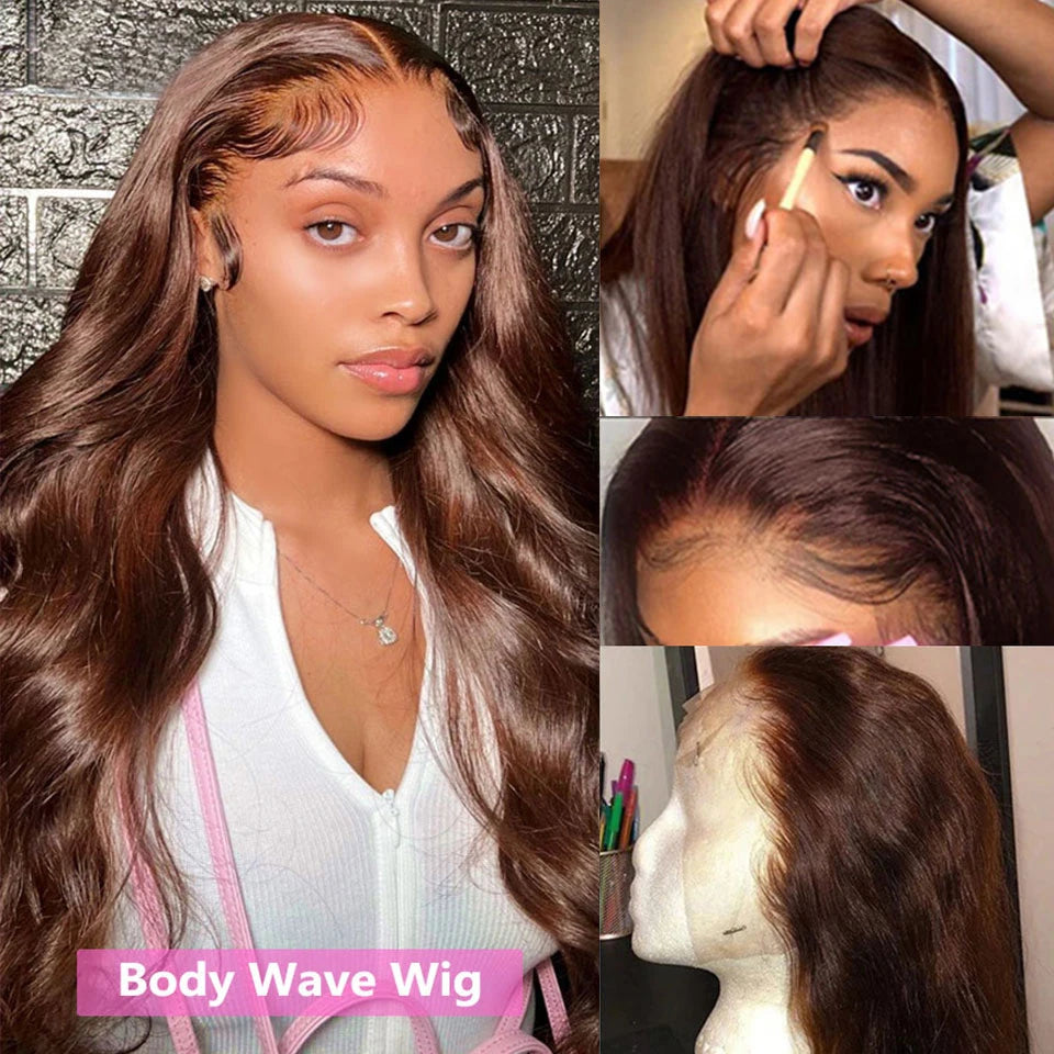 Chocolate Brown HD Lace Front Wig Body Wave Human Hair