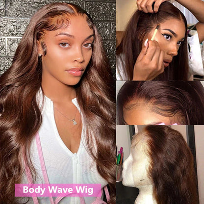 Chocolate Brown HD Lace Front Wig Body Wave Human Hair