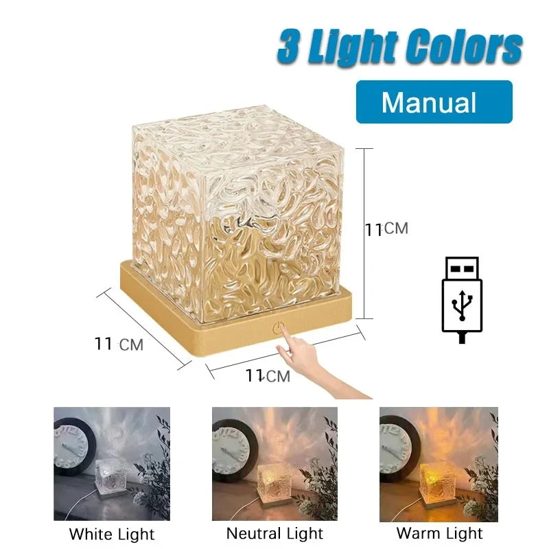 Water Ripple Crystal Night Light with Remote | 16 Colors