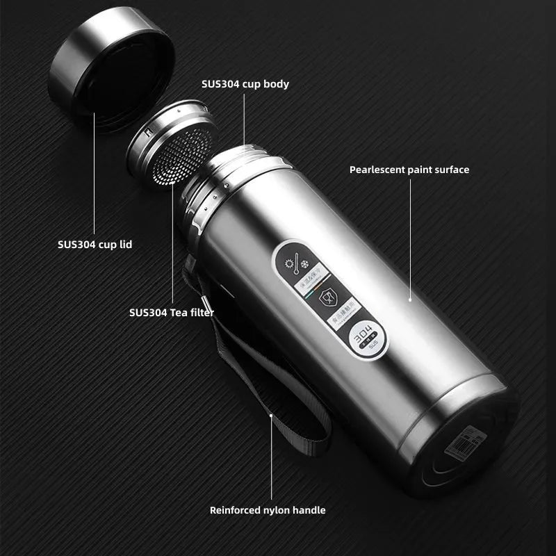 Stainless Steel Thermos Bottle with LED Temperature Display | 500ml & 1L