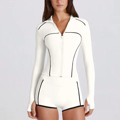 Women's Long Sleeve Zip-Up Yoga Jacket – Slim Fit Athletic Top